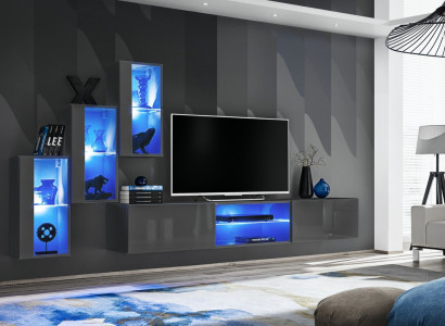 4-piece set suite living wall luxury designer sideboard TV stand wooden furniture
